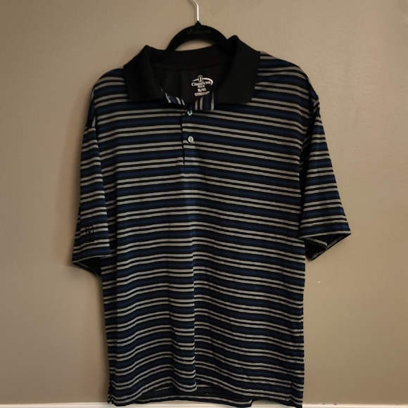 Champions Tour Golf Black and Blue Polo Shirt Classic Stripes - Picture 1 of 10